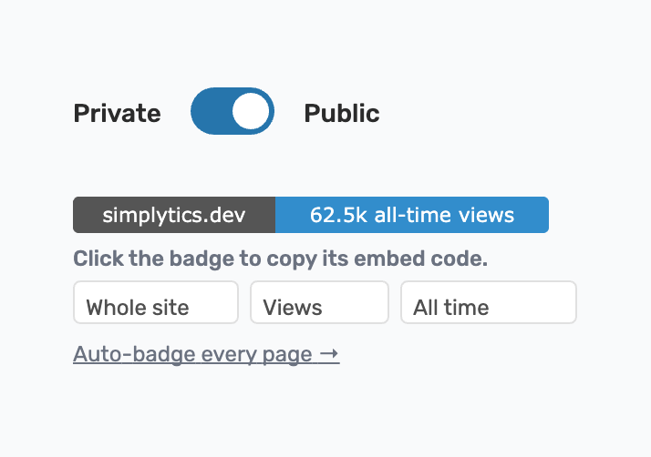 The badge widget with metric and period options